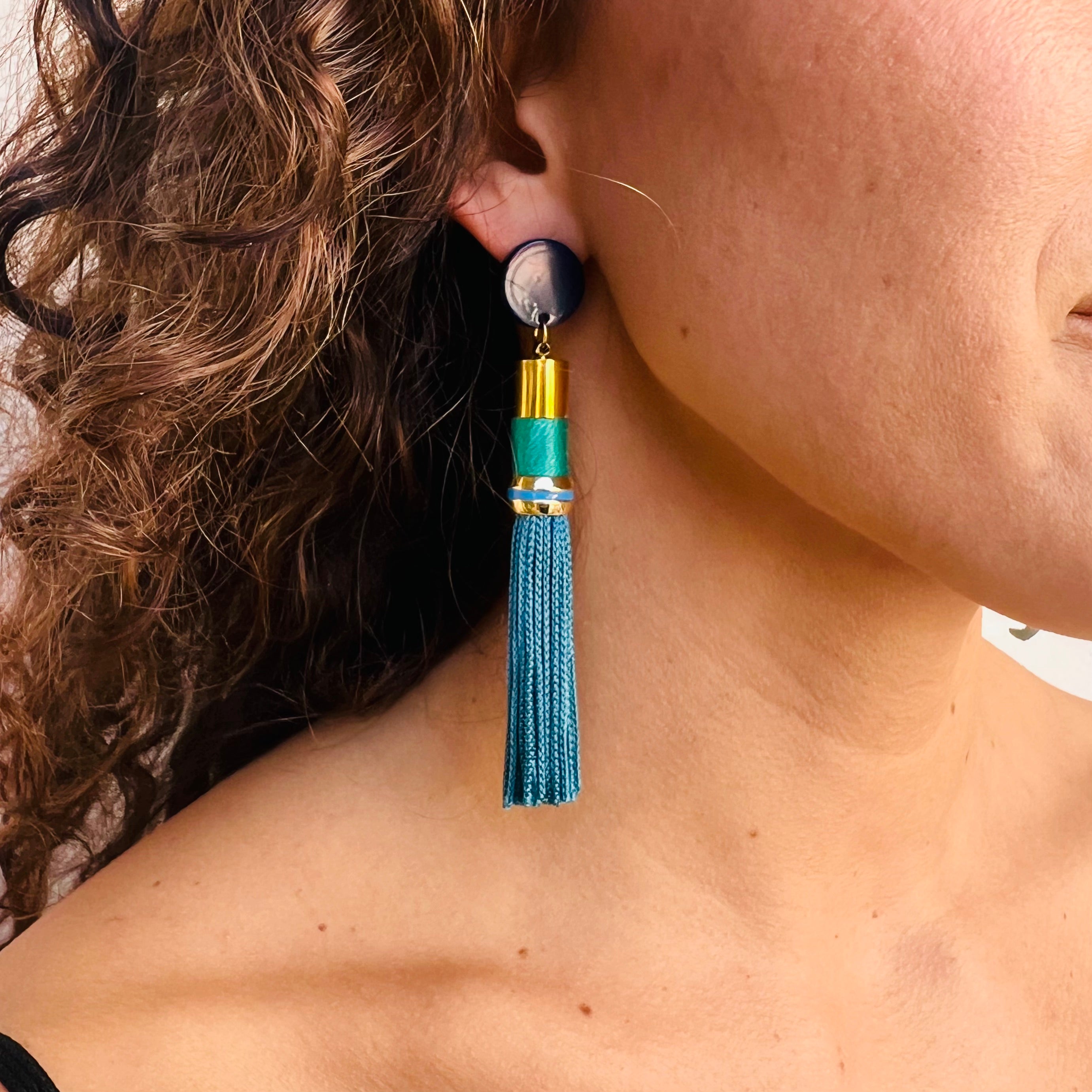 Aqua Blue Turkish Tassel Earrings | Islamic & Arabic Jewelry | Artizara –  ARTIZARA.COM